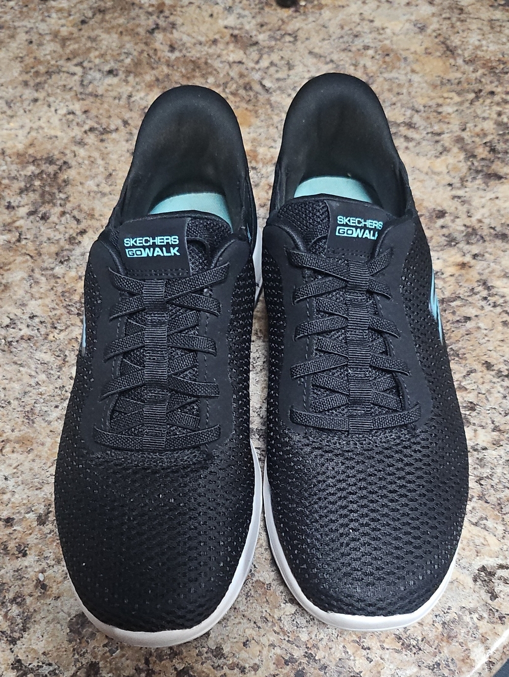 Skechers GOwalk Women’s Black Sneakers with Mint Accents